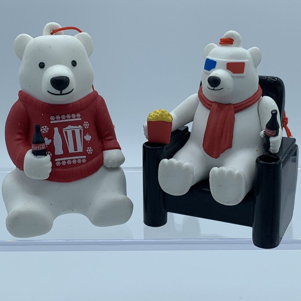 Cineplex Odeon Coca-Cola Polar Bear Ornaments - Set of 2 Holiday Collectibles